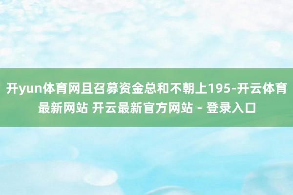 开yun体育网且召募资金总和不朝上195-开云体育最新网站 开云最新官方网站 - 登录入口